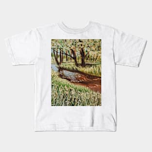 Rivera en bosque Kids T-Shirt